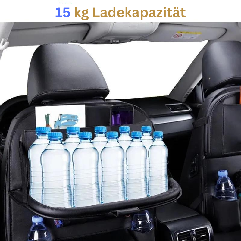 Car seat back organizer with foldable table tray 