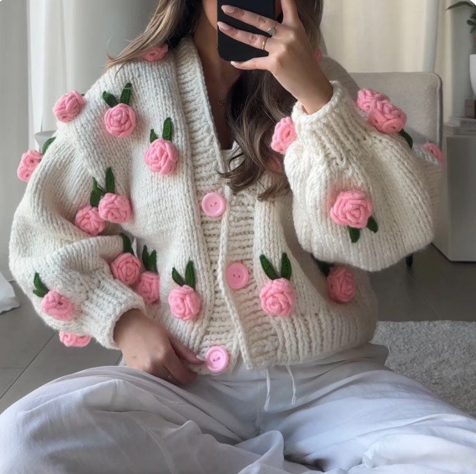 BlossomKnit Cardigan -Handgemacht